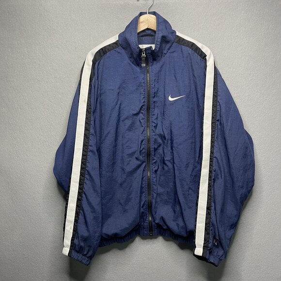 Vintage 90s Nike Blue & White Windbreaker Jacket XL Lightweight - Picture 1 of 9